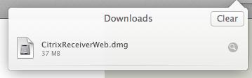 The Citrix Receiver application should begin downloading momentarily.