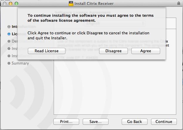 terms. 8. Click on Install to install Citrix Receiver.