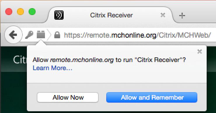 How to install Citrix on Mac OS X Firefox Users 16. Launch Mozilla Firefox and go to https://remote.mchonline.org. 17. Login using your MCH Network User Name and Password.