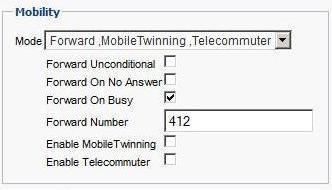 Profiles: Profile Settings 7.5.3 Mobility - Forward In this mode, you can have your calls forwarded to another number that you set.