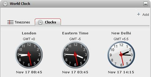 Timezones In this view, each time zone is indicated as a band that indicates the current time and the daylight hours.