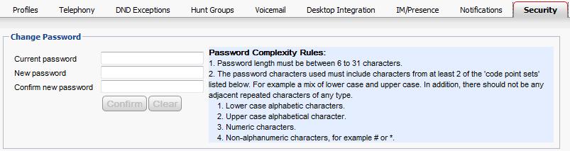 Configuration: Changing Your Conference Bridge Numbers 11.9 Changing Your Password You can change your user password.