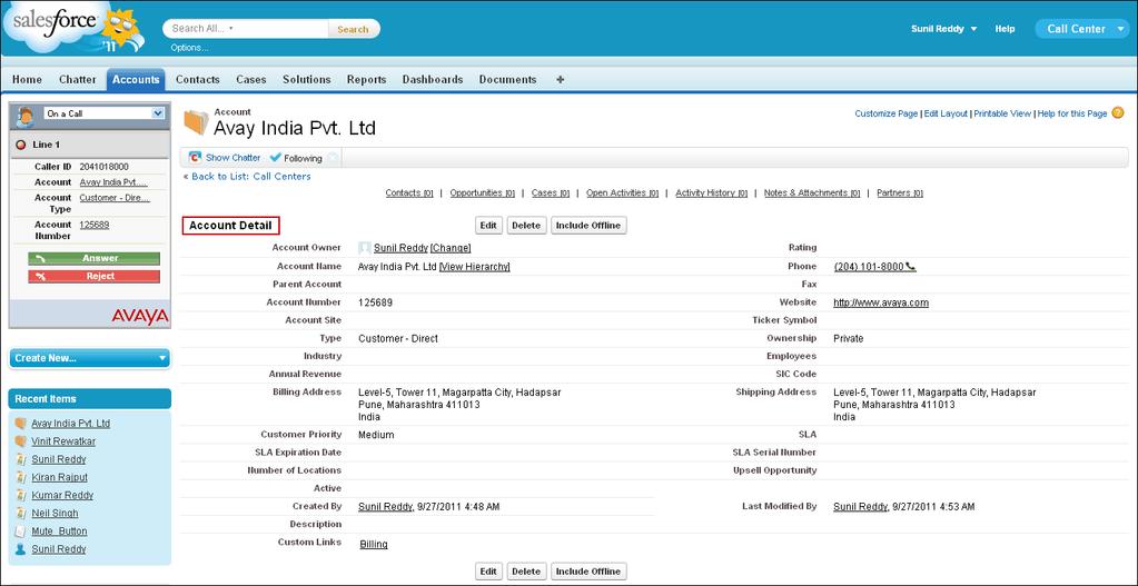 Avaya IP Office Plug-in for Salesforce.com: Screen Pop functionality 14.3.