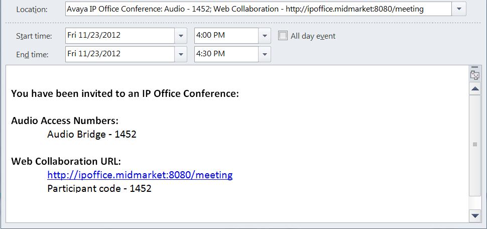 4.13.4 Conference Notifications When you schedule a meet me conference, the system will send various types of notification to conference participants.