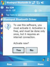 The first time you run the Bluetooth Keyboard Driver on your Windows Mobile device, you ll see a prompt to