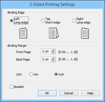 1. Select one of the following options for 2-Sided Printing: Manual (Long-edge binding) to print your double-sided print job by printing one side and prompting you to flip the paper over on the long