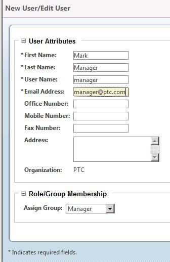 To add a participant: 1. Click the create new user icon. 2. In the User Attributes section, enter information for the new user. An asterisk (*) indicates a required field.