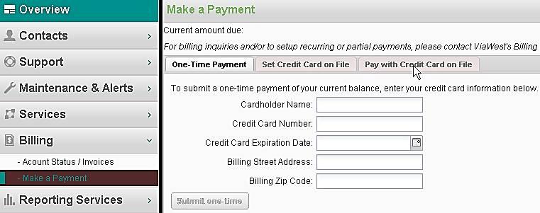 MAKING A NORMAL PAYMENT 1. Press the Pay with Credit Card on file button. You re done. Note: You must pay the entire current amount due.