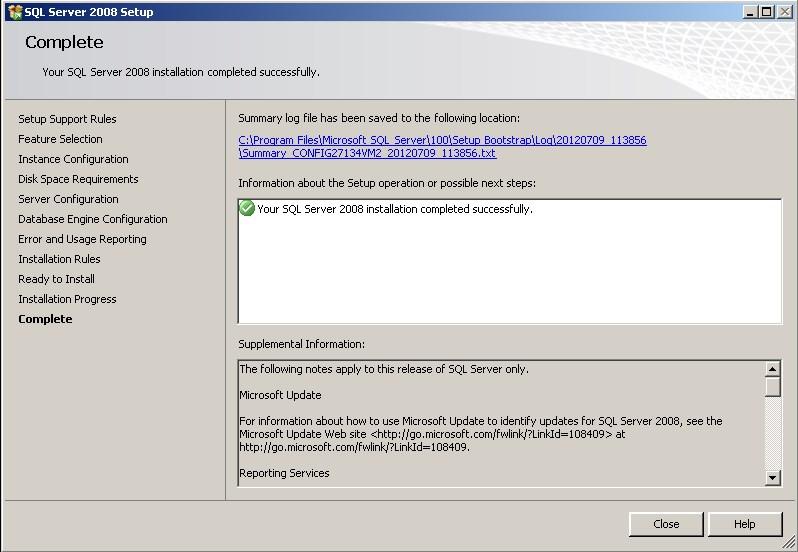 Figure 18: Install Complete Note: TCP/IP must be enabled in SQL Server Configuration Manager for a successful connection to Historian Server.
