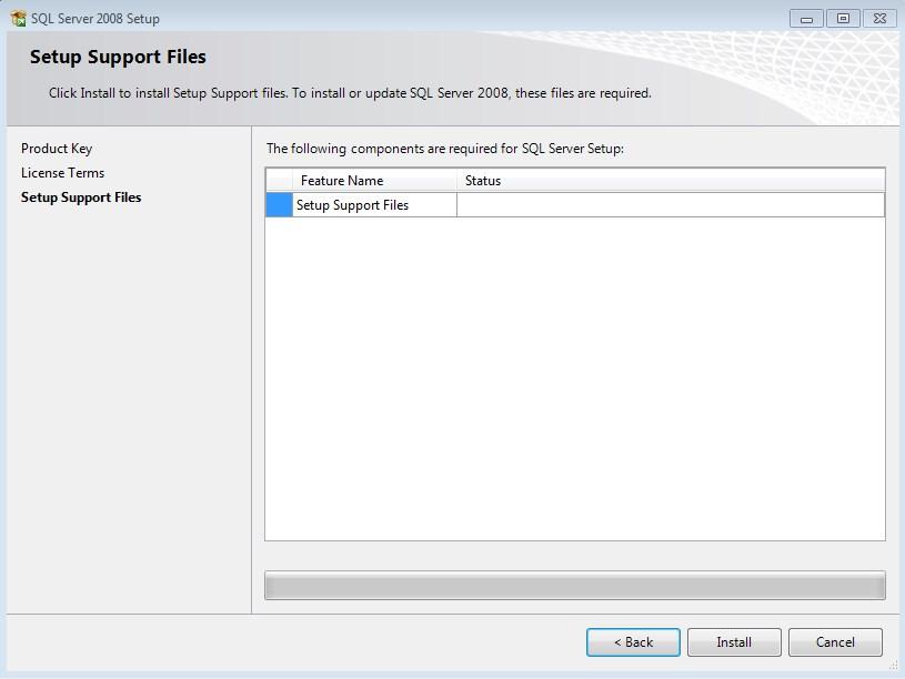Figure 5: Support Files Installation 9. Make sure all the rules have passed.