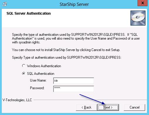 StarShip Server to connect to MS SQL Server.