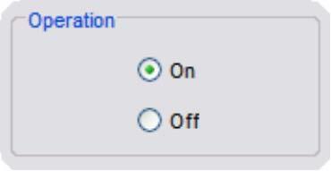 Switch on operation Validate the On button in the Operation area to allow the validation