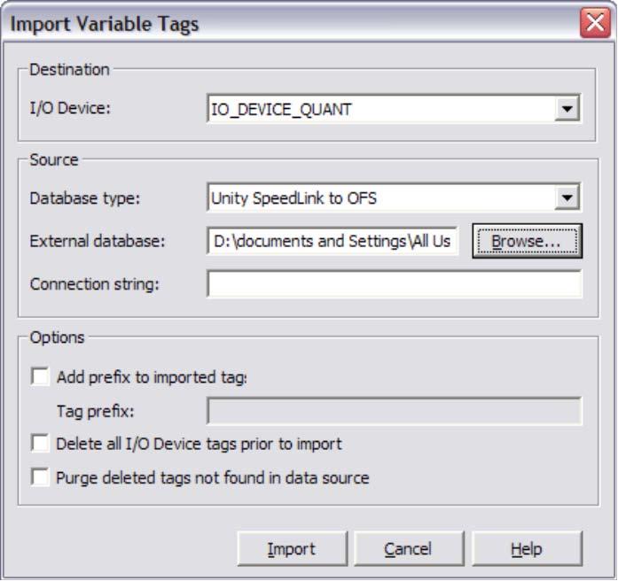OFS variables import This section describes how to automatically link the variable tags from OFS to Vijeo Citect using the variables import in Vijeo Citect.