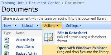 USING WINDOWS EXPLORER Until you become comfortable with the SharePoint document library views, you may prefer to use Windows Explorer.