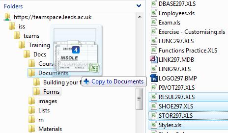 Windows Explorer To add more documents to the document library, you can use the Explorer window to navigate to the appropriate folder and then drag and drop the items into the library.