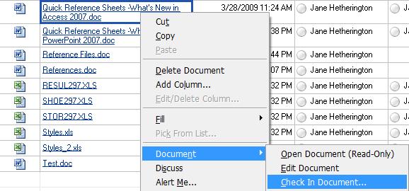 required) and then click [OK] 2 The modified column in the library will display the current date and time to indicate the last change Working in datasheet view, right click the file name, point to
