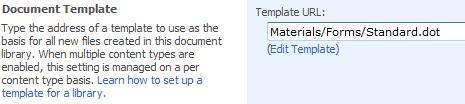 existing template to the name of the new template and click [OK] In the document library, click the New button to check that the new template is being used. 4 5 6 To change the document template: 1.