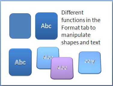 To change the appearance of your shapes use the functions in the Shape Styles group. 4. You can type directly on the shapes. 5.