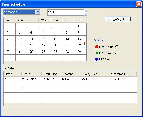 The schedule shutdown task can be shown on View Schedule dialog. The dialog can be opened by View Schedule item of Device menu. Please refer to figure 3.