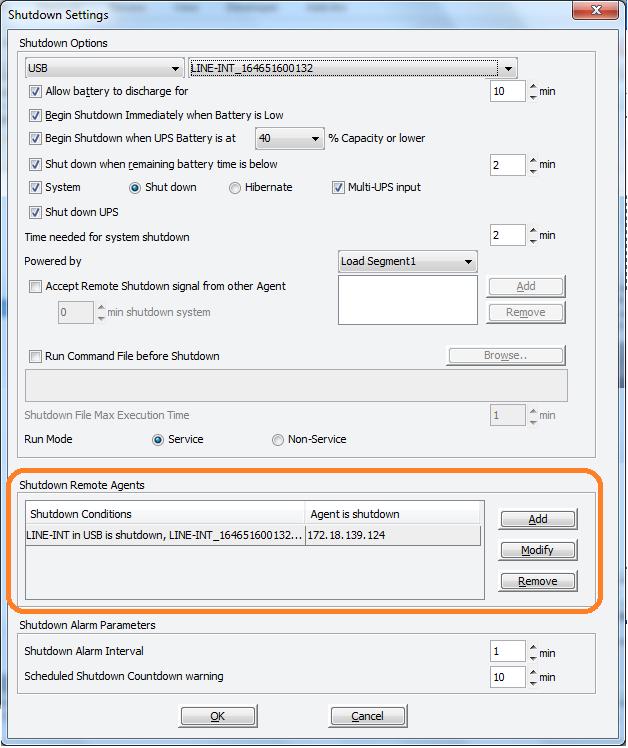 Figure 3.5.2.1 Settings of remote computer: The same software should be installed on remote computer to accept shutdown command.