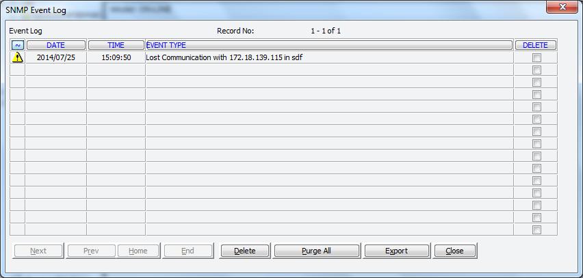 Figure 3.7.4.1 Click Export button to export all alarm event. SNMP event record maximum length can be set.