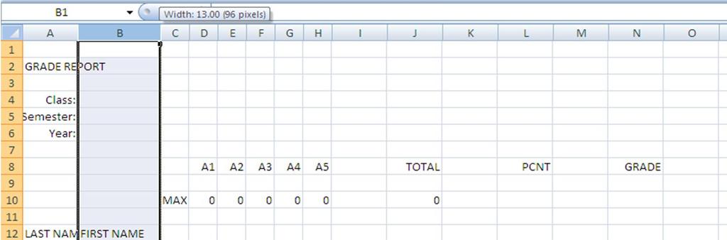 When you have columns C through H selected, let go of the mouse button All six columns (C through H) should now be highlighted.