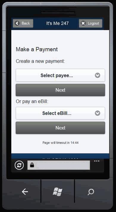 IT S ME 247 BILL PAY (FISERV AND IPAY) BILL PAY FEATURES Once the member selects Pay Bills, the member will be presented the entry bill pay screen.