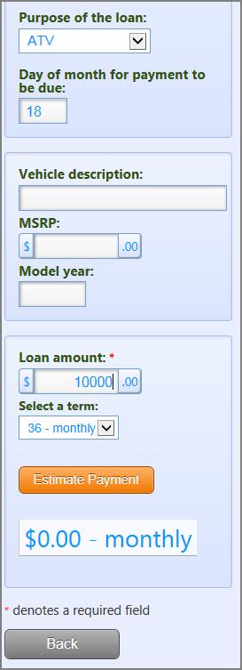 While entering data in the loan application the member clicks Next to advance to the next screen.