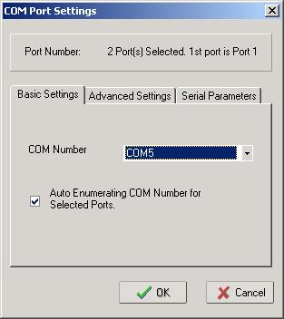 If you select multiple serial ports or multiple NPort 5200s, remember to check the Auto Enumerating function to use the COM No. you select as the first COM No. 7.