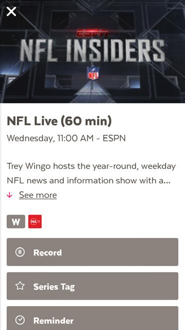 Go to TV Guide on the menu. See what s on and coming up 1 Go to the TV Guide. 2 Use the day picker to see another day of the week. 3 To switch between list and grid views of the TV Guide, tap or.