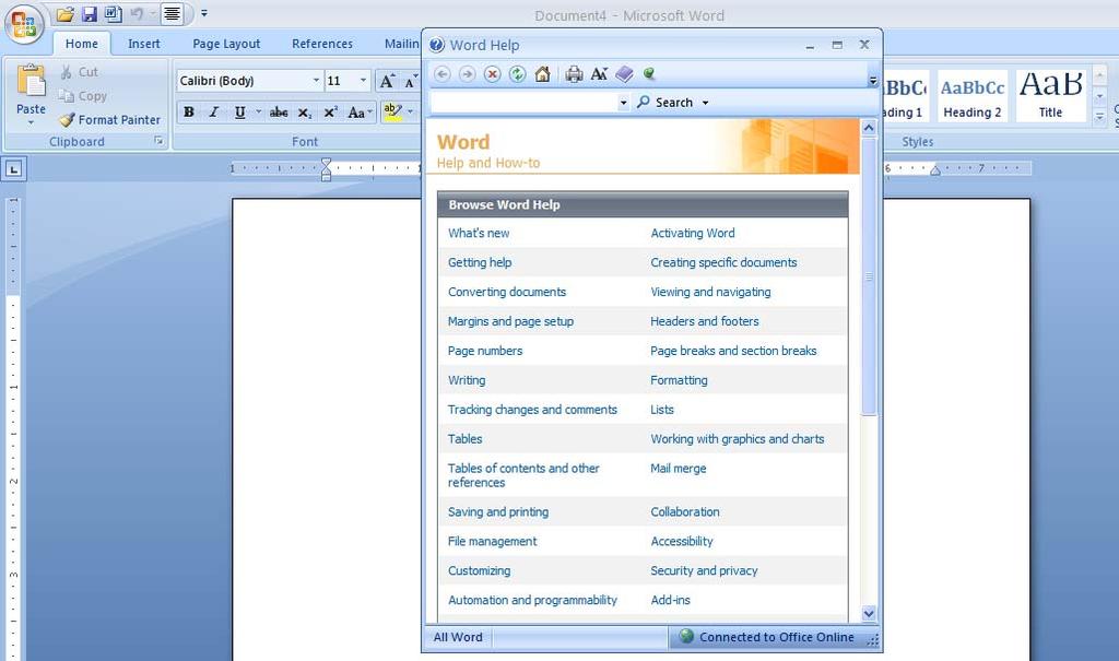 Using Excel Help Accessing Microsoft Word s Help Feature If you have a question about Word that you need answered right away, you might want to consult Microsoft Word 2007 s built in help feature.