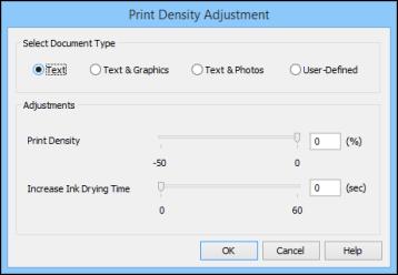 You see this window: 6. Select the type of document you are printing as the Document Type setting. The software automatically sets the Adjustments options for that document type. 7.