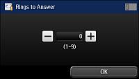 6. Select Rings to Answer. 7. Select the number of rings, and select OK. Make sure to select a number higher than the number of rings your answering machine is set to for answering a call.
