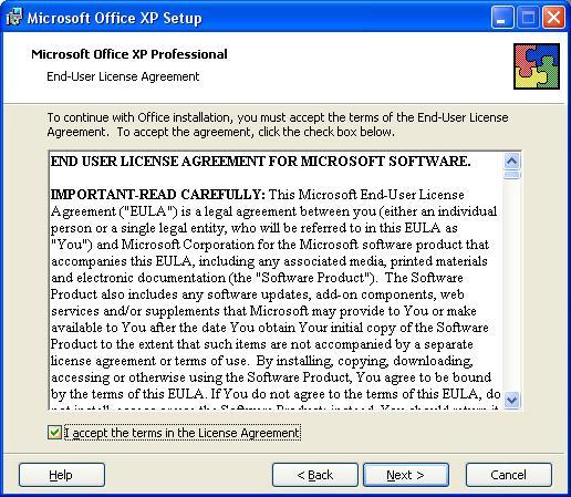 3. After you read the End-User License Agreement (EULA), check the box