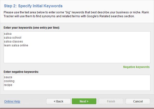 If you need to, at this step you can also specify negative keywords to filter