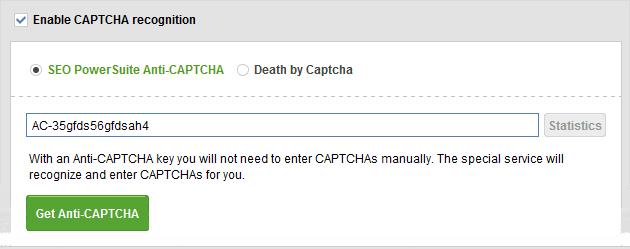 using an anti-captcha key in Preferences >