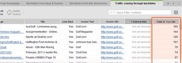 Switch to Backlink Profile > Summary and go to the Traffic coming through backlinks workspace.