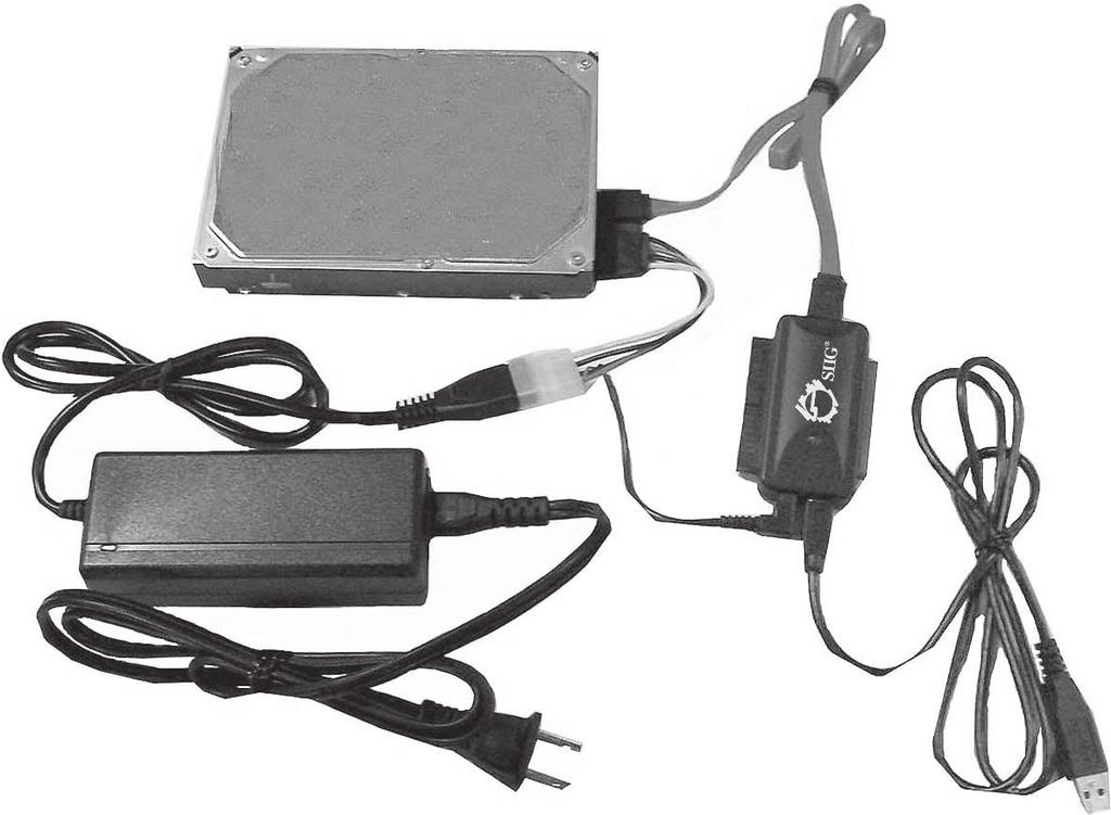 Connect SATA to device. 2. Attach the provided power supply to your SATA drive.