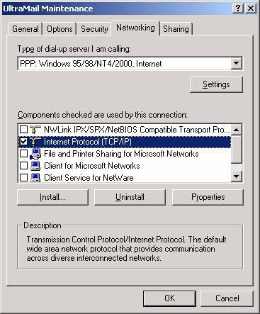 Remote Programming Setup (Not for Aspire Mail DMS) Windows 2000/XP 3. Click the Networking tab. You see a screen similar to: 4.