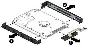 Remove the hard drive cable connector (1) from the hard drive. b.