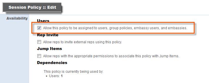 This permission can be defined in any of the three following locations in /login: Users & Security > Users Users & Security > Group Policies Users & Security > Embassy Users & Security > Session