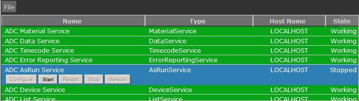 To Start ADC Services Use this procedure to start ADC Services from the Services Configuration Manager. 1. Launch the Manager Service Client 2.