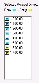 Create a New LLM RAID Set 10. The drive icons change to yellow, indicating that they are parity drives. 11. Click OK. The LLM window appears showing disk D in the Logical Disks area.