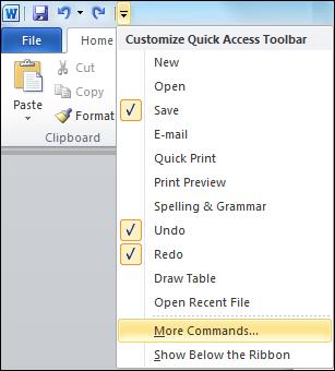 Understand the Quick Access Toolbar The Quick Access Toolbar is a customizable toolbar from which you can access your favorite commands. It is a permanent part of the Ribbon.
