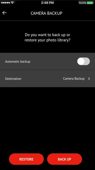 Backing Up or Restore your Camera Library You can back up your camera library to the ixpand Flash Drive by setting up autoback up or manually back up as needed.
