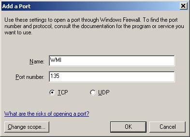 Windows XP Firewall Rules If you are running a firewall on the Windows machine, you must ensure that the Nagios server can contact the WMI service.