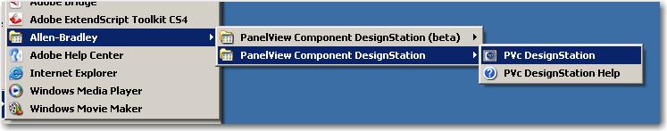 PanelView Component DesignStation Appendix D Windows Start Menu The PanelView Component DesignStation installer creates an entry in the Windows Start Menu that can be used to launch the software.