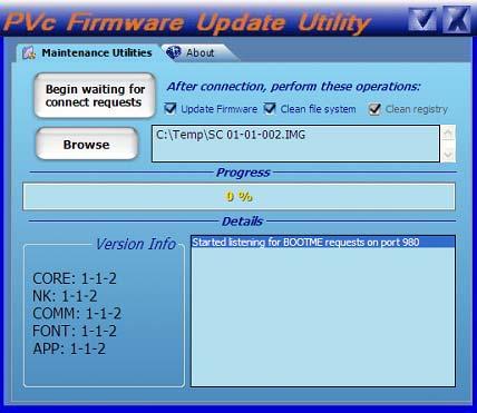 Appendix E Firmware Update Utility The utility lets you perform these operations separately or together: Update Firmware - installs a new or changed firmware image.