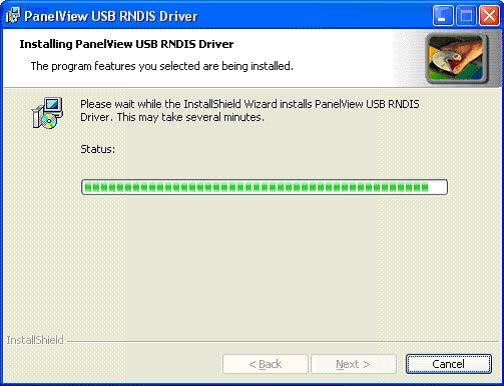The progress indicator shows that the driver is installing.