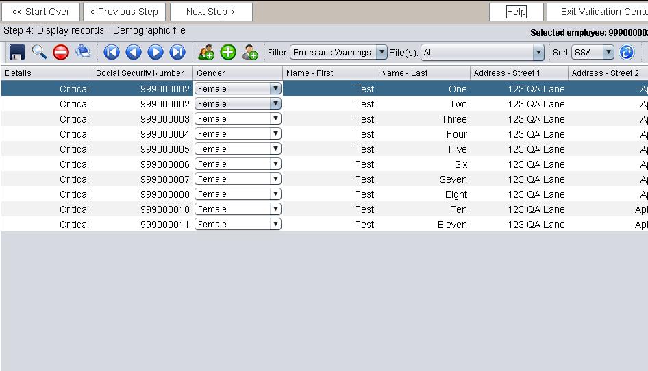 Step 4 Edit Records Note that the selected participant will display in the upper right hand corner of the screen; and will change dynamically when the selected participant in the spreadsheet